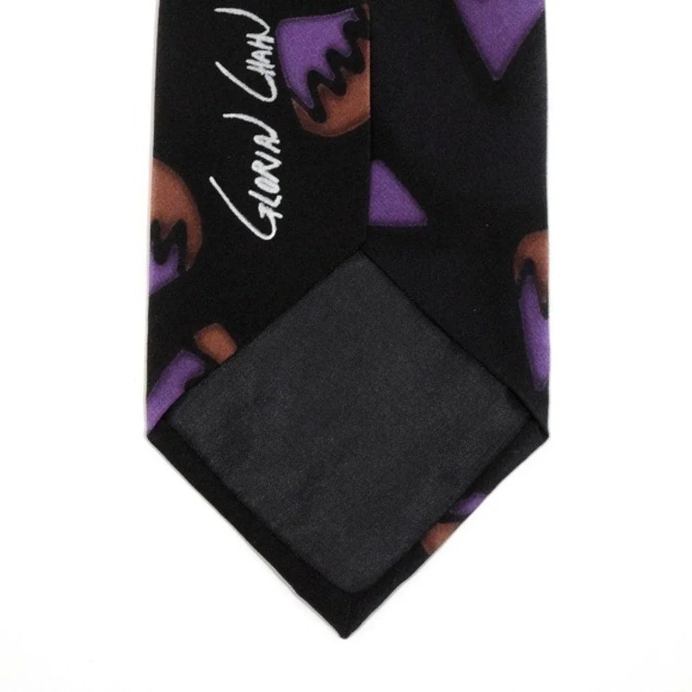 Robert Daskal Gloria Chan Hand Painted Silk Tie‎ Hand Sewn USA Abstract Purple